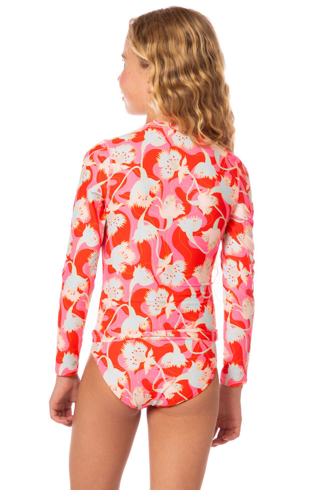 Maaji Girls Odyssey Long Sleeve Rashguard Set - Floral Rush