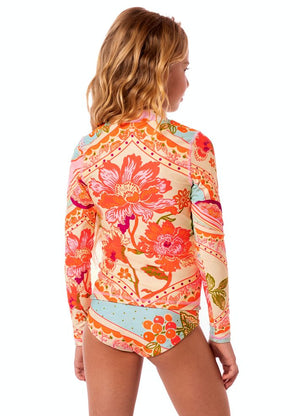 Maaji Girls Cherish Long Sleeve Rash Guard Set - Floral Groove