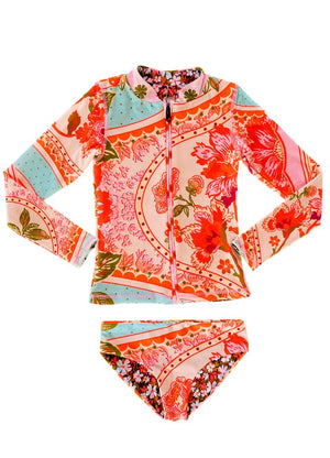 Maaji Girls Cherish Long Sleeve Rash Guard Set - Floral Groove