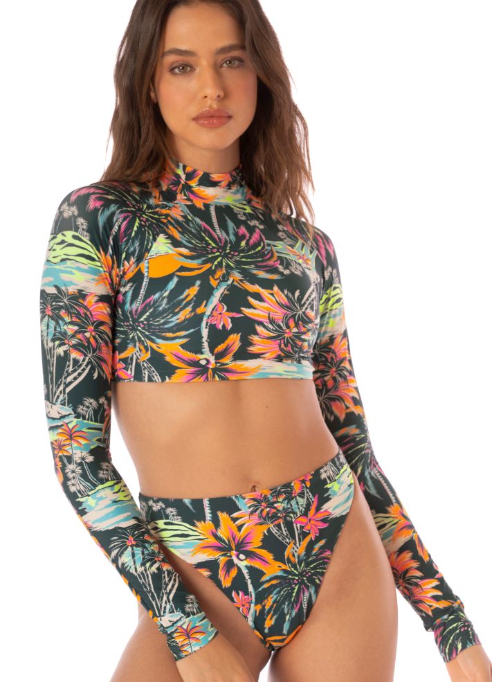 Maaji Verbena Long Sleeve Rash Vest Crop Top - Funky Fiesta