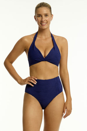Sea Level De Soleil Twist Front Multifit Halter Bra - De Soleil