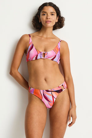Sea Level Tie Back Bralette - Neon Wave