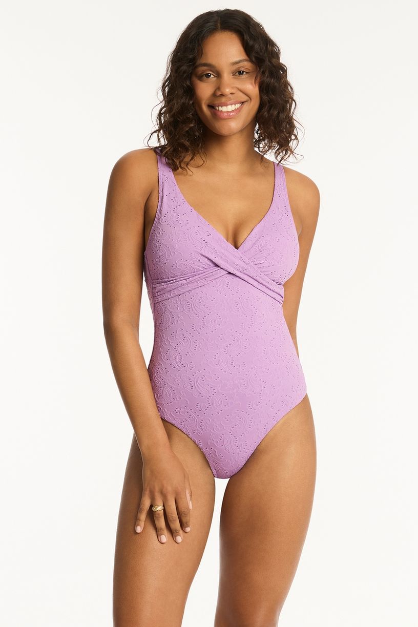 Sea Level Cross Front Multifit One Piece - Lavender