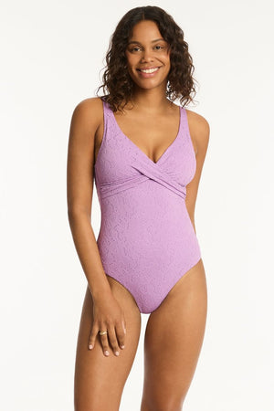Sea Level Cross Front Multifit One Piece - Lavender