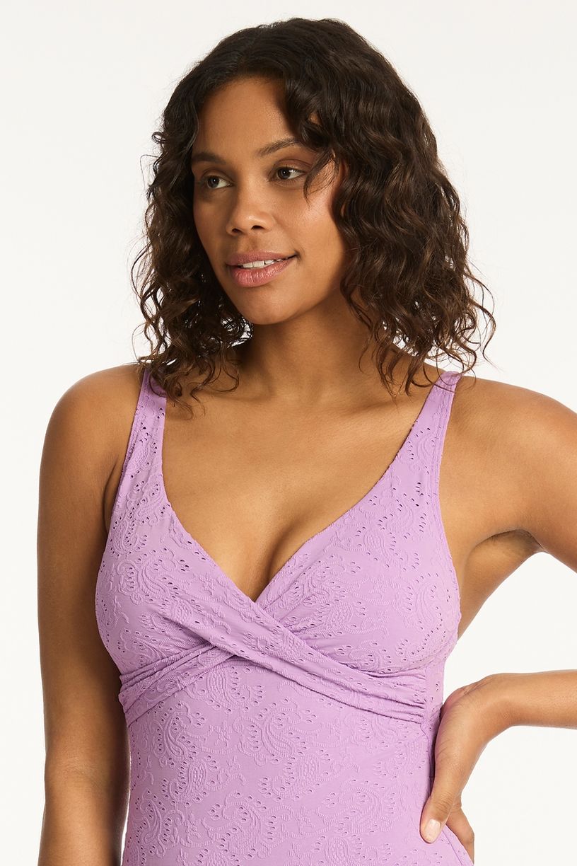 Sea Level Cross Front Multifit One Piece - Lavender
