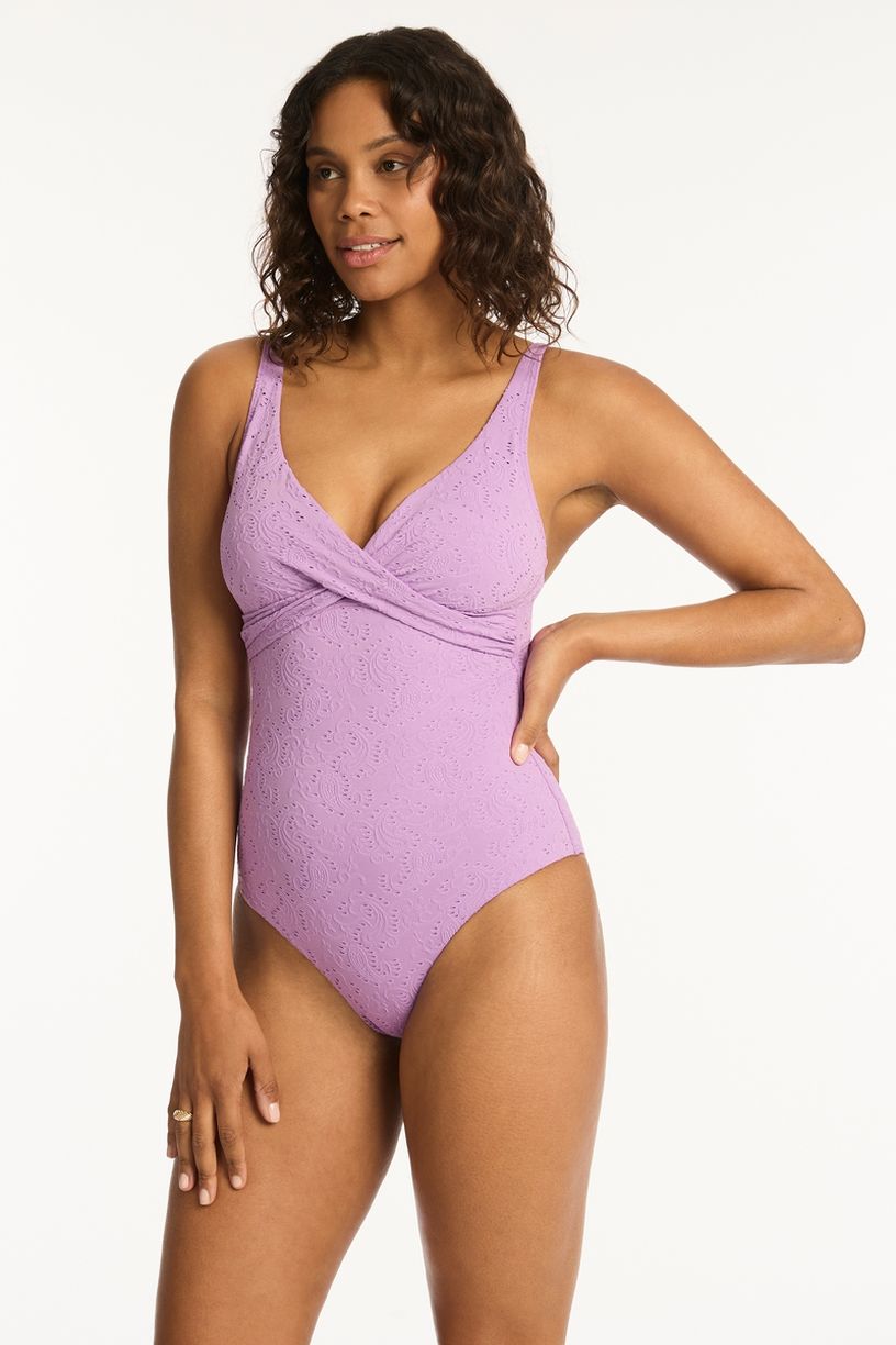 Sea Level Cross Front Multifit One Piece - Lavender