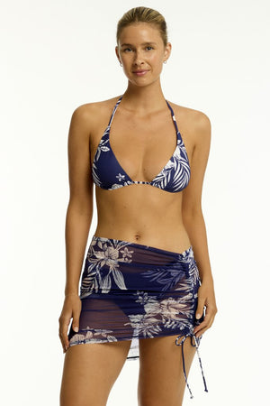 Sea Level Aloha Drawstring Mini Mesh Skirt - Aloha