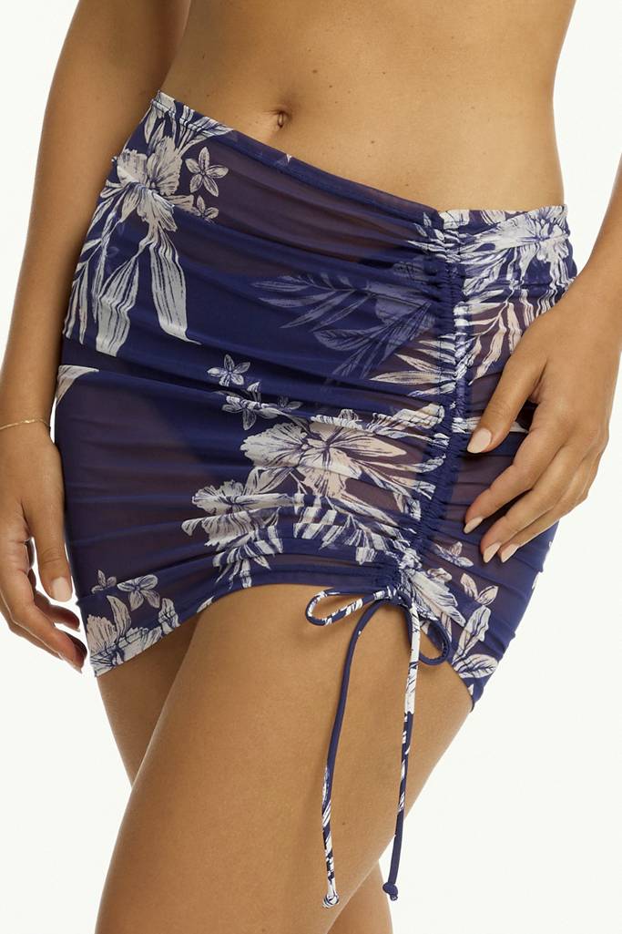 Sea Level Aloha Drawstring Mini Mesh Skirt - Aloha