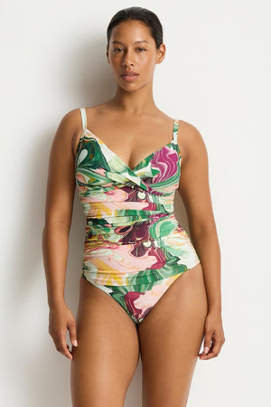 Sea Level Cross Front Scoop Back Tankini - Abyss