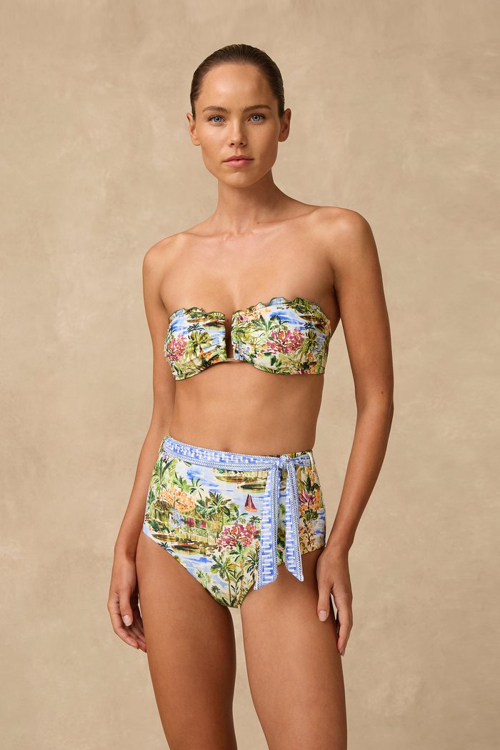 Monte & Lou High Waist Belted Retro Pant - Costa