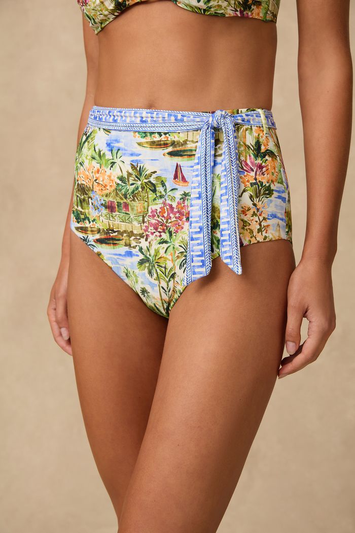 Monte & Lou High Waist Belted Retro Pant - Costa