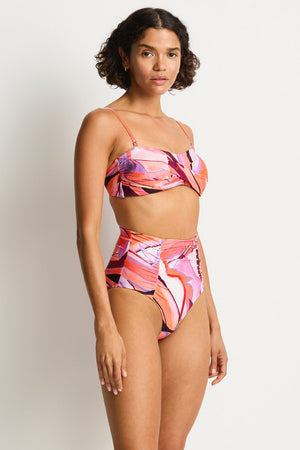 Sea Level Twist Bandeau - Neon Wave