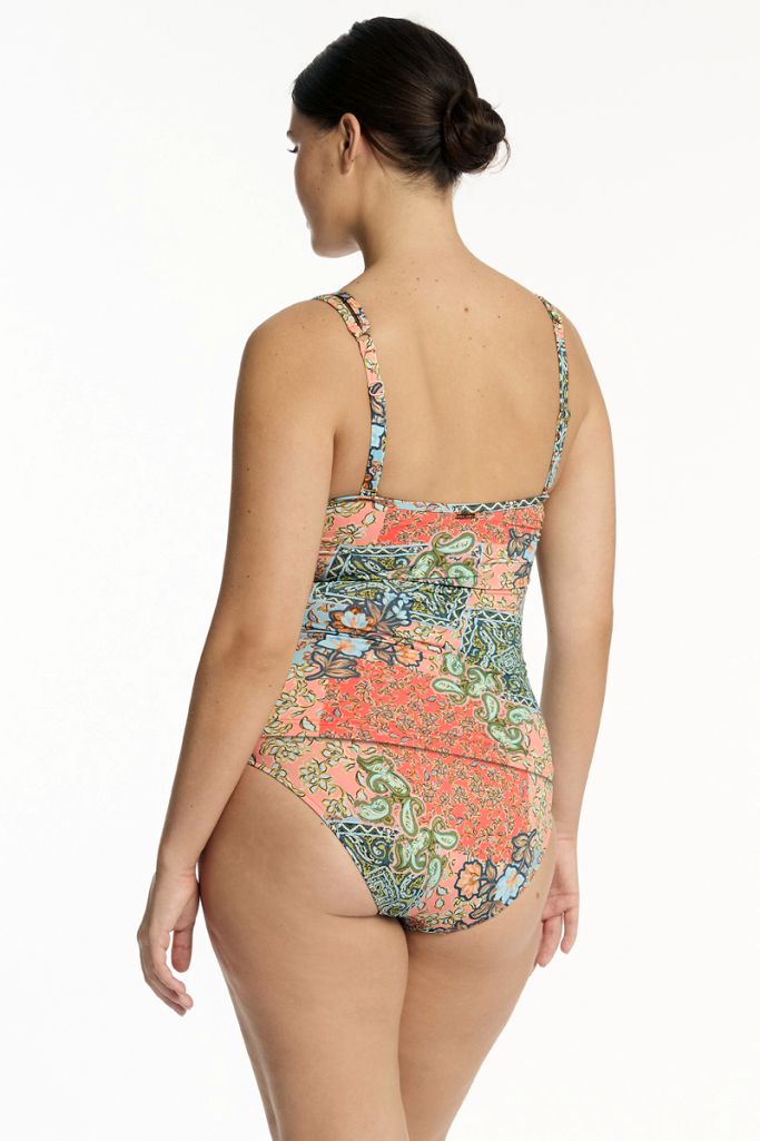 Sea Level Spliced Longline Tri Tankini - Java