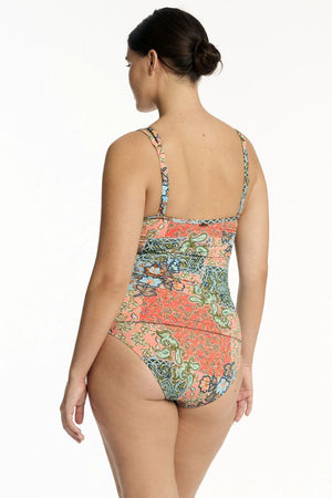 Sea Level Spliced Longline Tri Tankini - Java