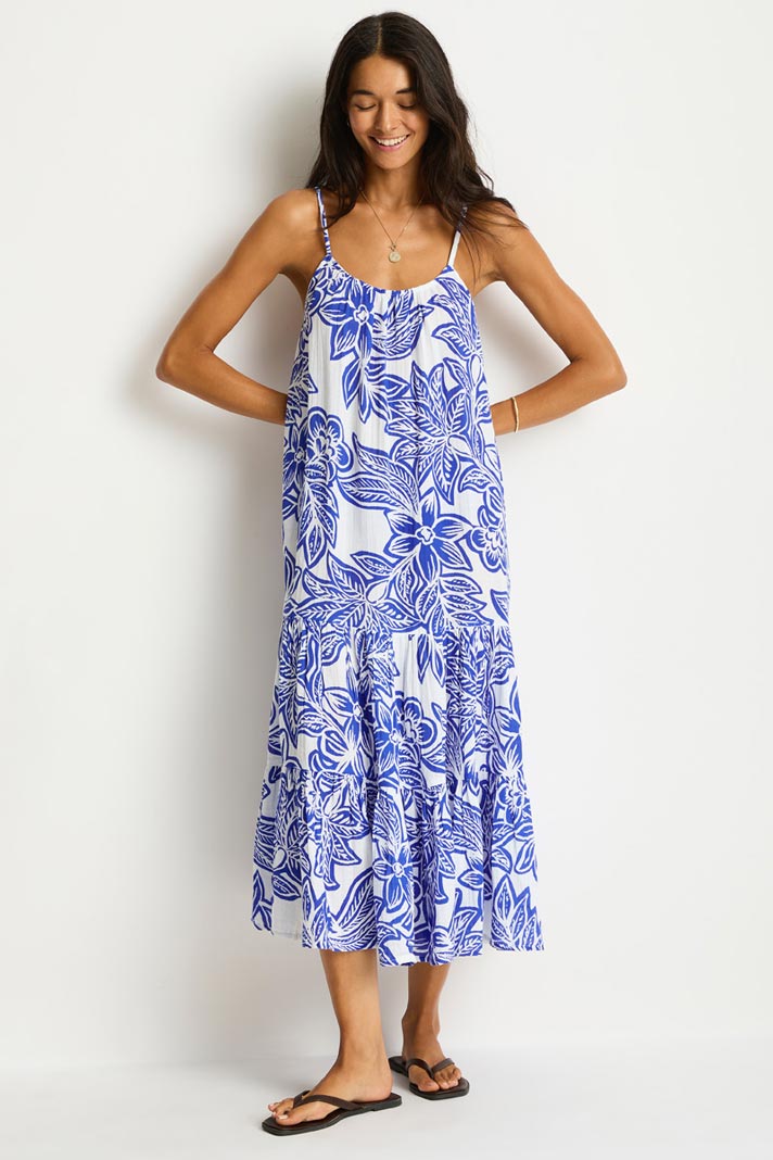 Sea Level Resort Tiered Midi Sundress - Palmera