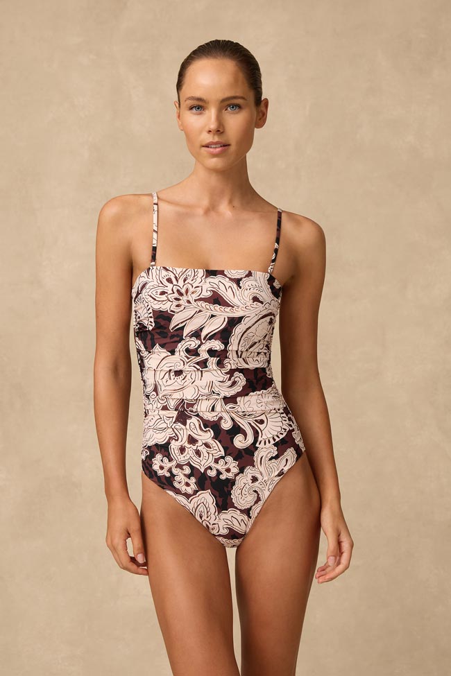 Monte & Lou Ruched Bandeau One Piece - Perla