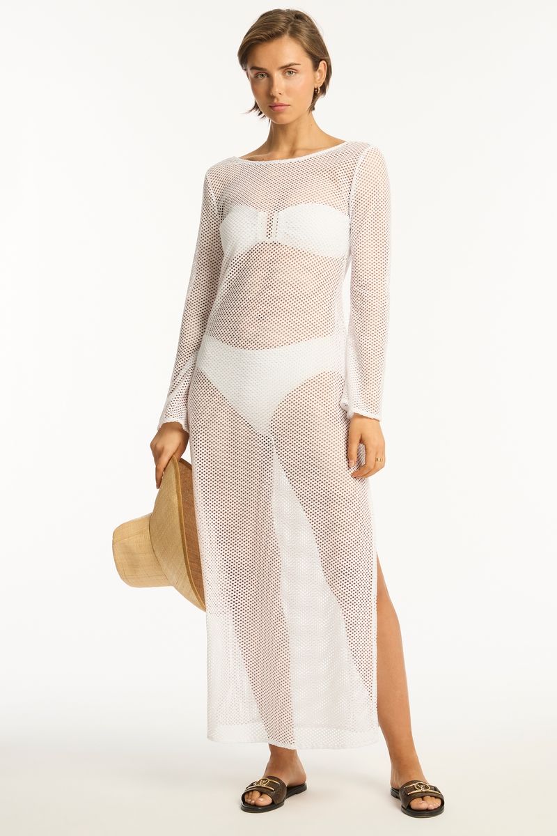 Sea Level Mesh Long Dress - Surf