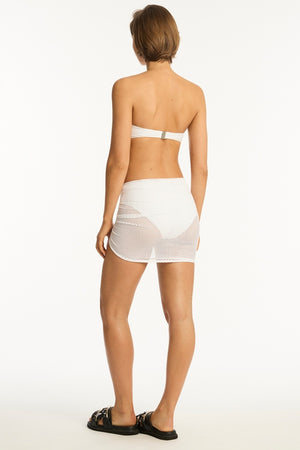 Sea Level Mesh Drawstring Mini Mesh Skirt - Surf
