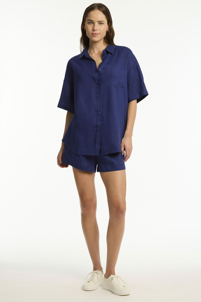 Sea Level Tidal Linen Aloha Shirt - Tidal Linen