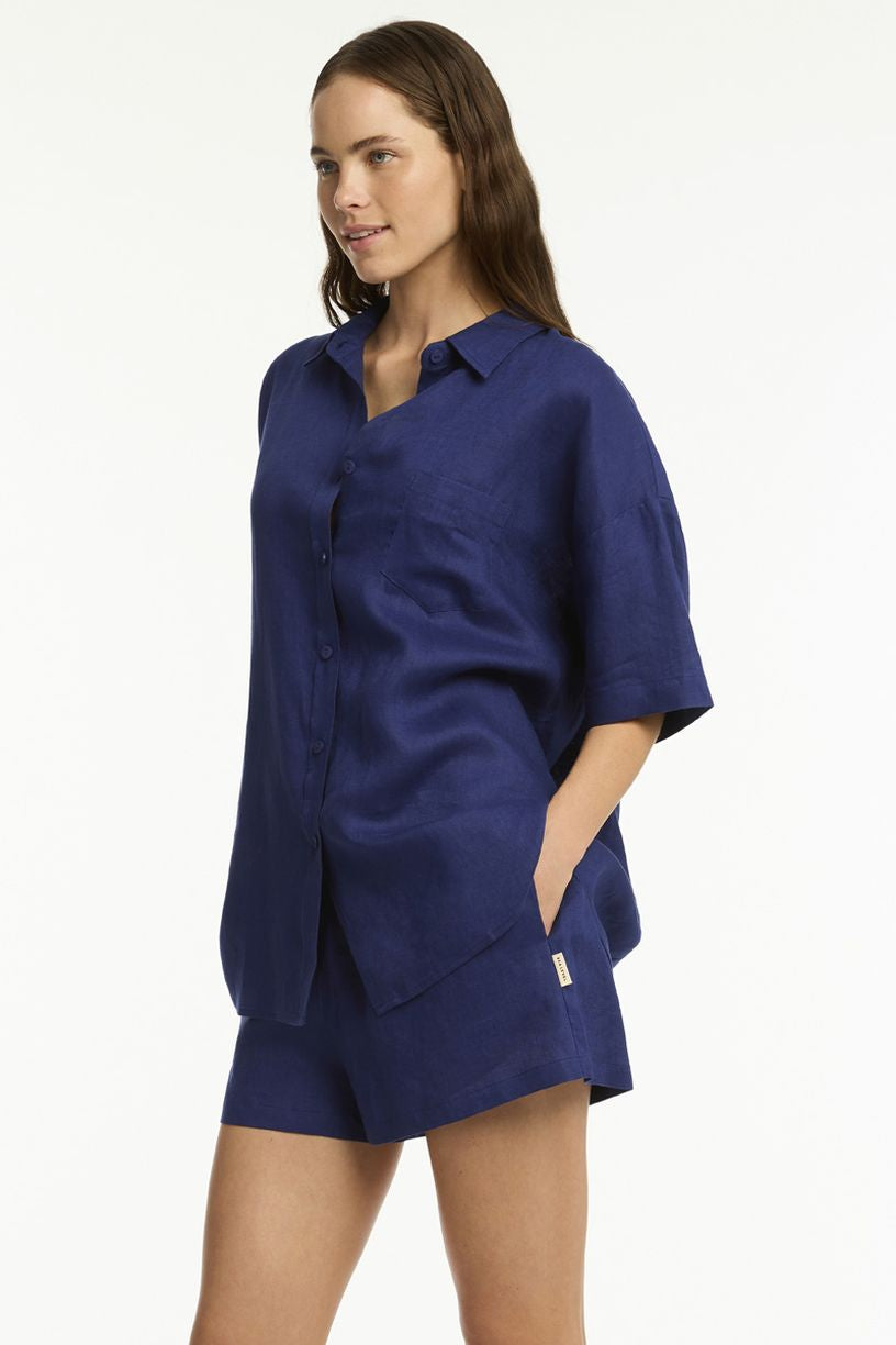 Sea Level Tidal Linen Aloha Shirt - Tidal Linen
