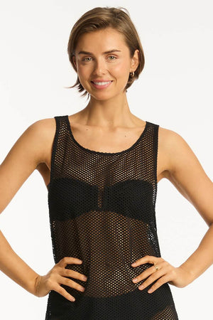 Sea Level Mesh Sleeveless Coverup - Surf