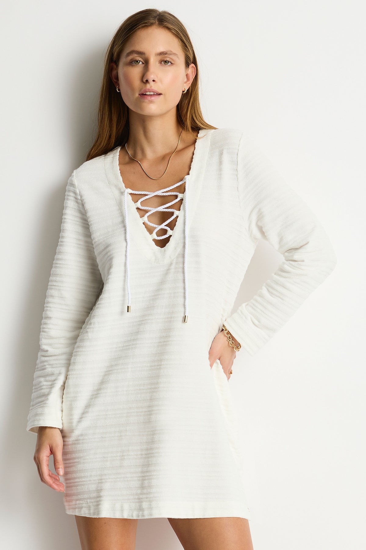 Sea Level Lace Up Dress - Horizon