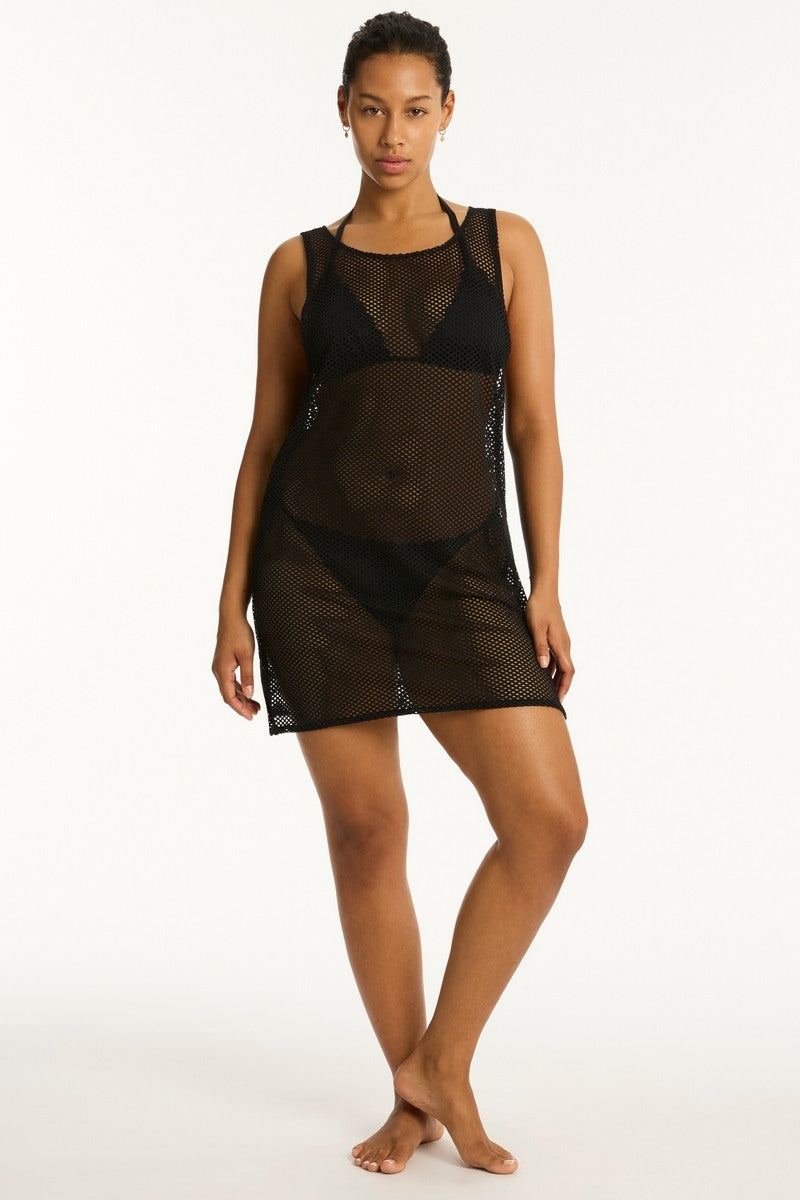Sea Level Mesh Sleeveless Coverup - Surf