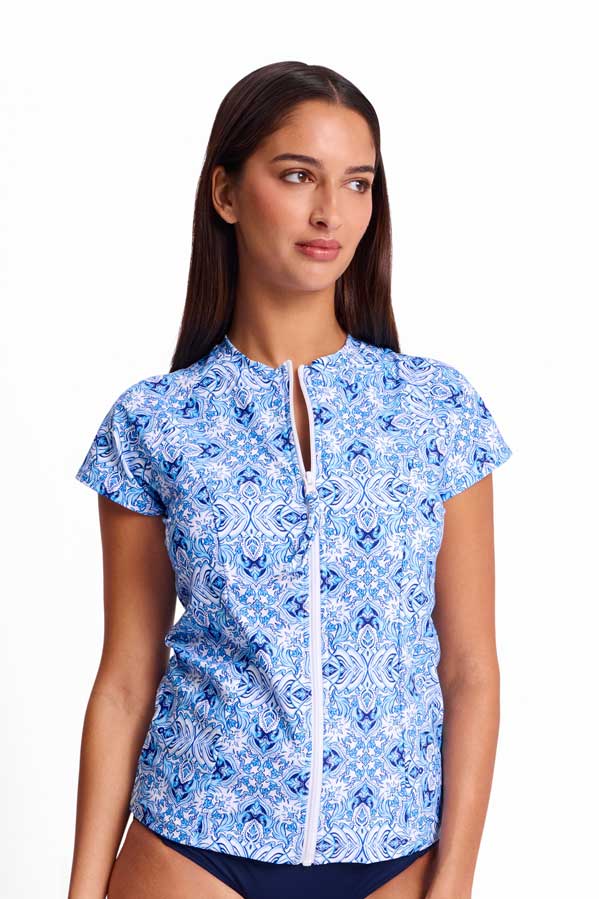 Sunseeker Short Sleeve Mastectomy Rashie - Cowboy