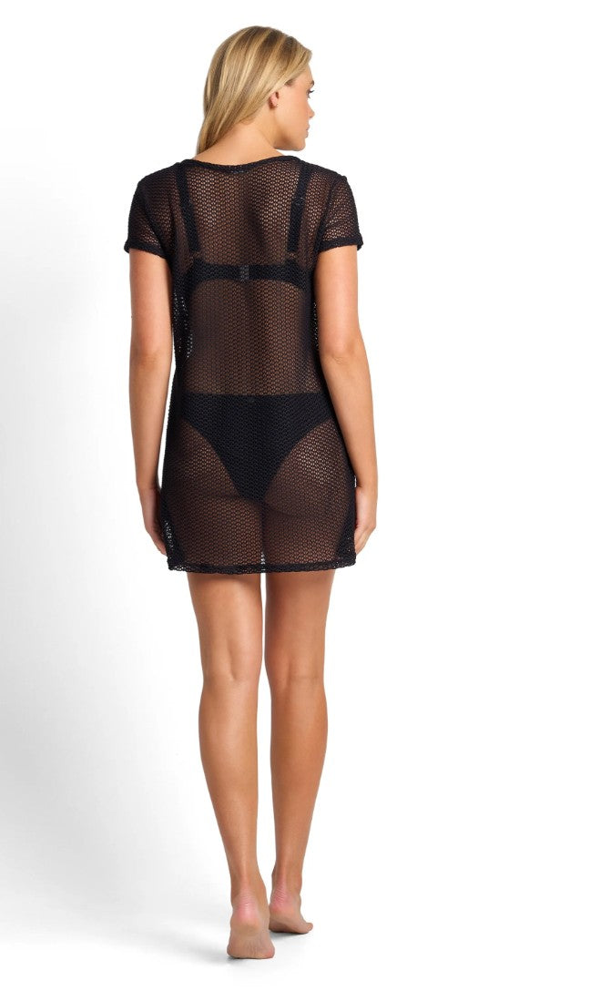 Sunseeker Mesh T-Shirt Dress - Salt