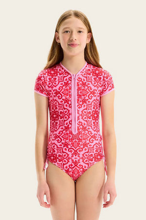 Seafolly Girls Short Sleeve Paddle Suit - Capri Tile