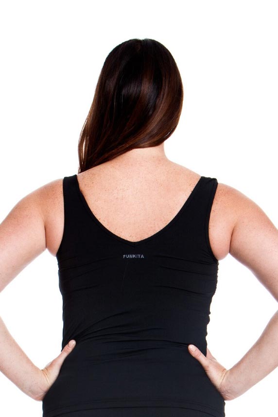 Funkita Ladies Zip Front Tankini Top - Still Black
