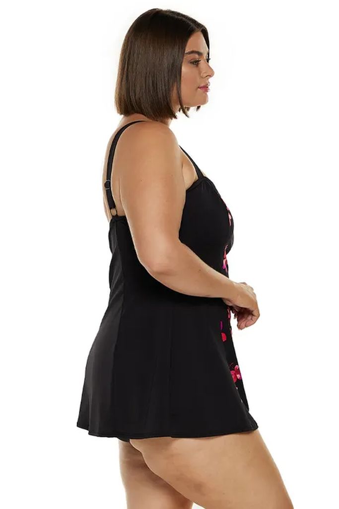 Capriosca Wide Strap Swim Dress - Pink Petals