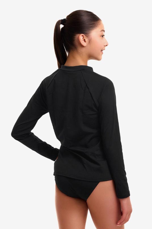 Funkita Girls Long Sleeve Rash Vest - Still Black