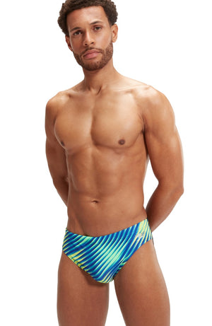 Speedo Mens Allover Digital Vcut Brief - Multi