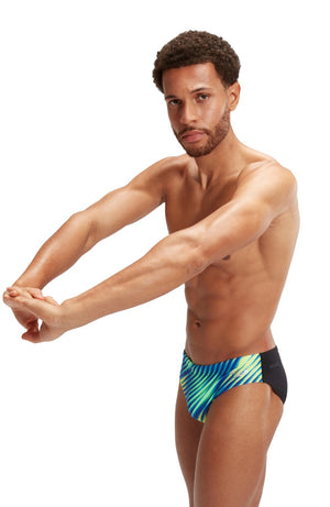 Speedo Mens Allover Digital Vcut Brief - Multi