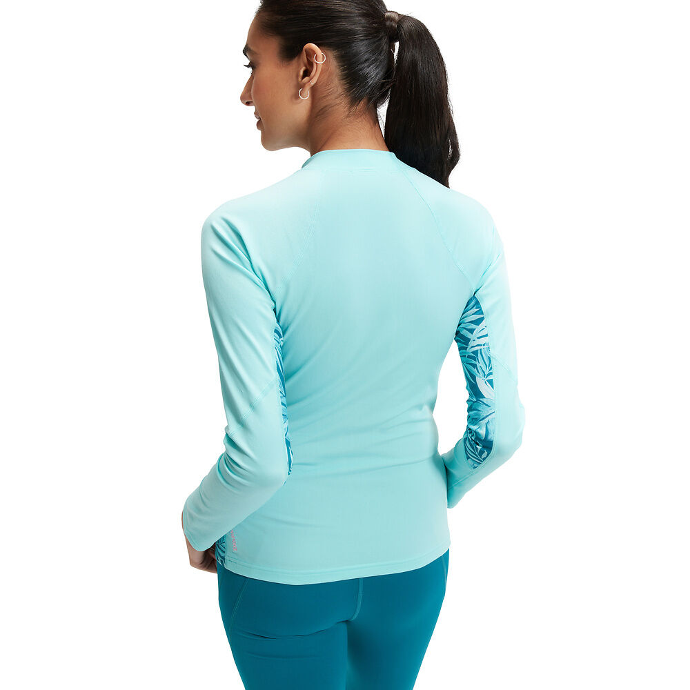 Speedo Womens Printed Long Sleeve Rash Top - Peacock