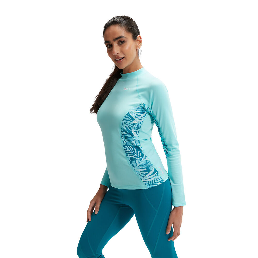 Speedo Womens Printed Long Sleeve Rash Top - Peacock