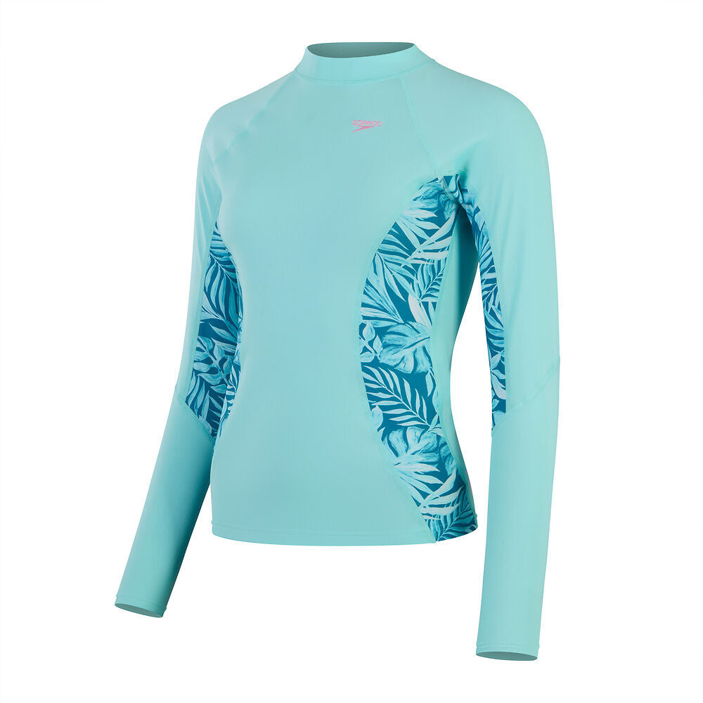 Speedo Womens Printed Long Sleeve Rash Top - Peacock