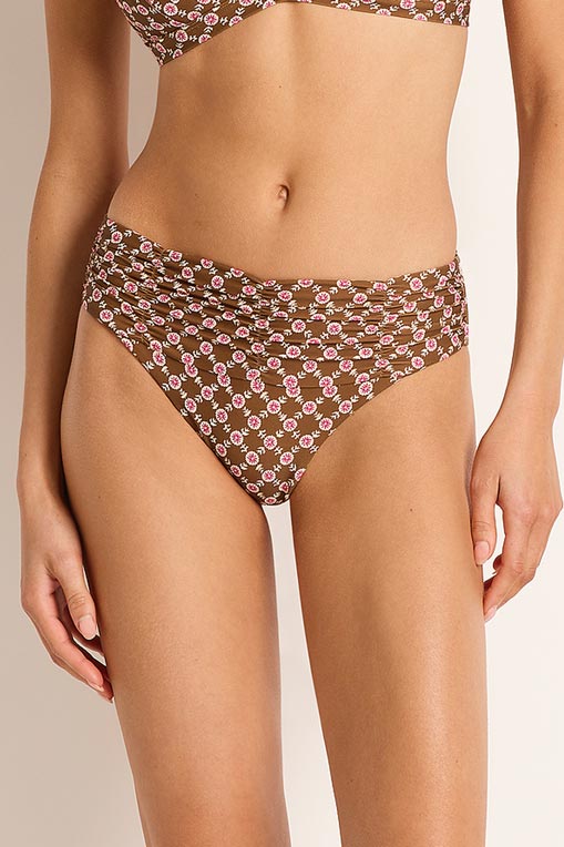 Monte & Lou Mid Rise Ruched Pant - Diva