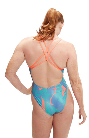 Speedo Womens Allover Digital Starback One Piece - Multi