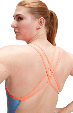 Speedo Womens Allover Digital Starback One Piece - Multi