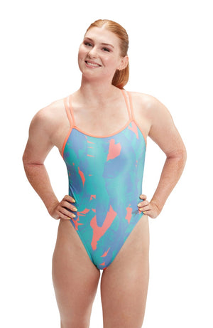 Speedo Womens Allover Digital Starback One Piece - Multi