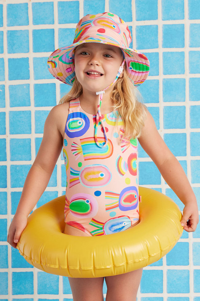 Halcyon Nights Kids Swim Bucket Hat - Fancy Fins