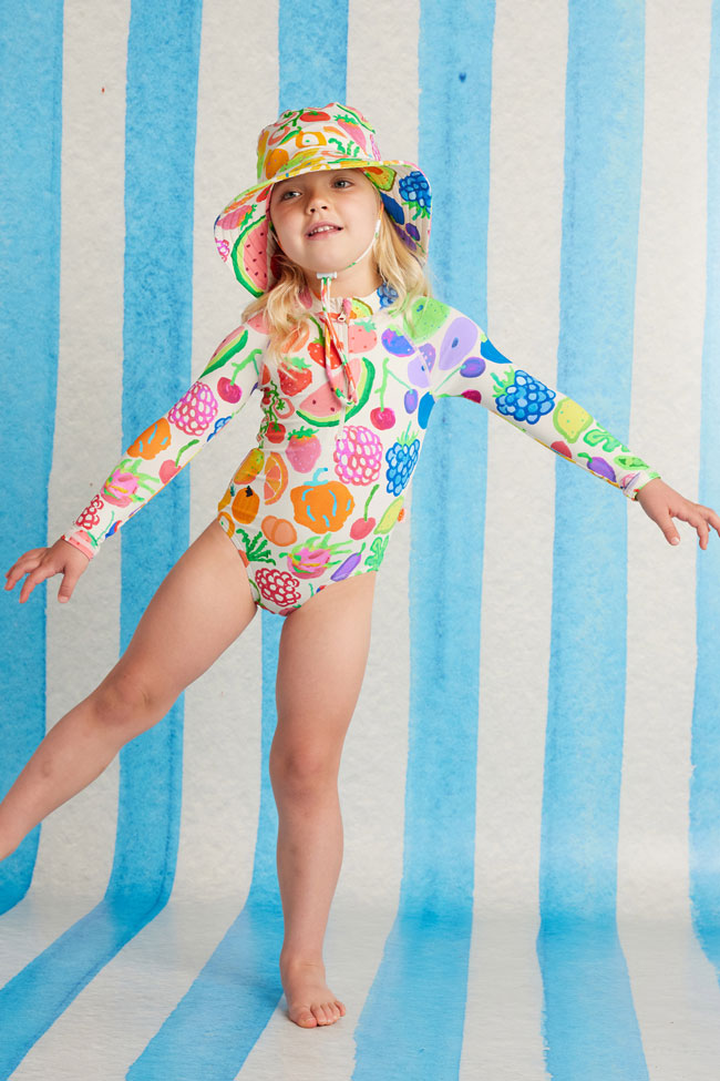 Halcyon Nights Kids Long Sleeve Zip Bather - Eat The Rainbow