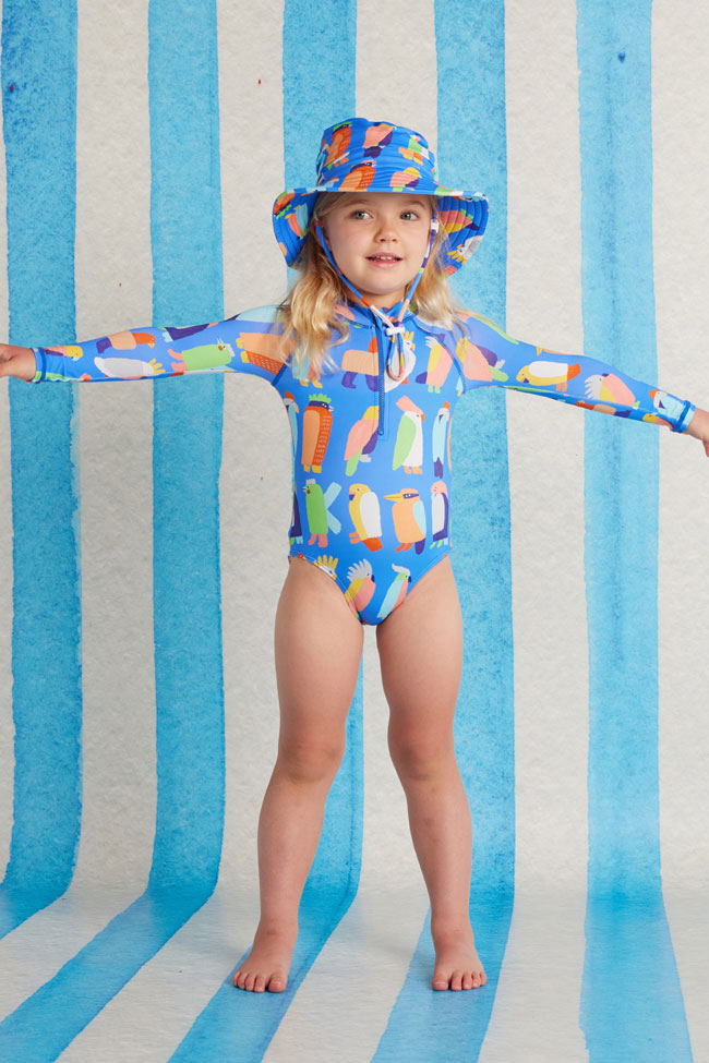 Halcyon Nights Kids Swim Bucket Hat - Flamin Galah