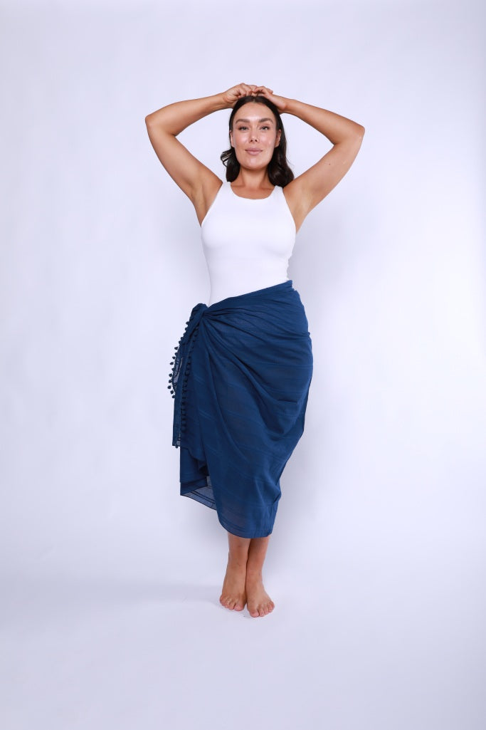 Capriosca Cotton Sarong - Navy