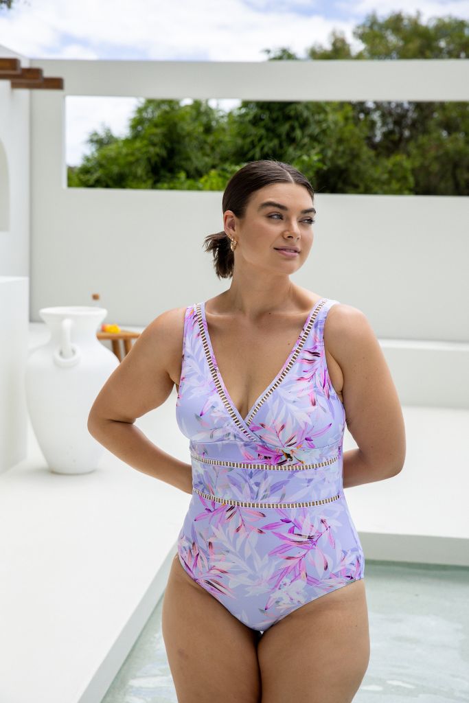 Capriosca V Neck One Piece - Lilac Florence