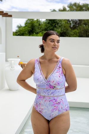 Capriosca V Neck One Piece - Lilac Florence