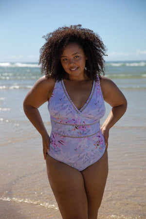 Capriosca V Neck One Piece - Lilac Florence