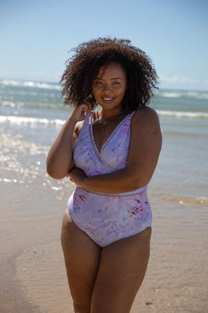 Capriosca V Neck One Piece - Lilac Florence